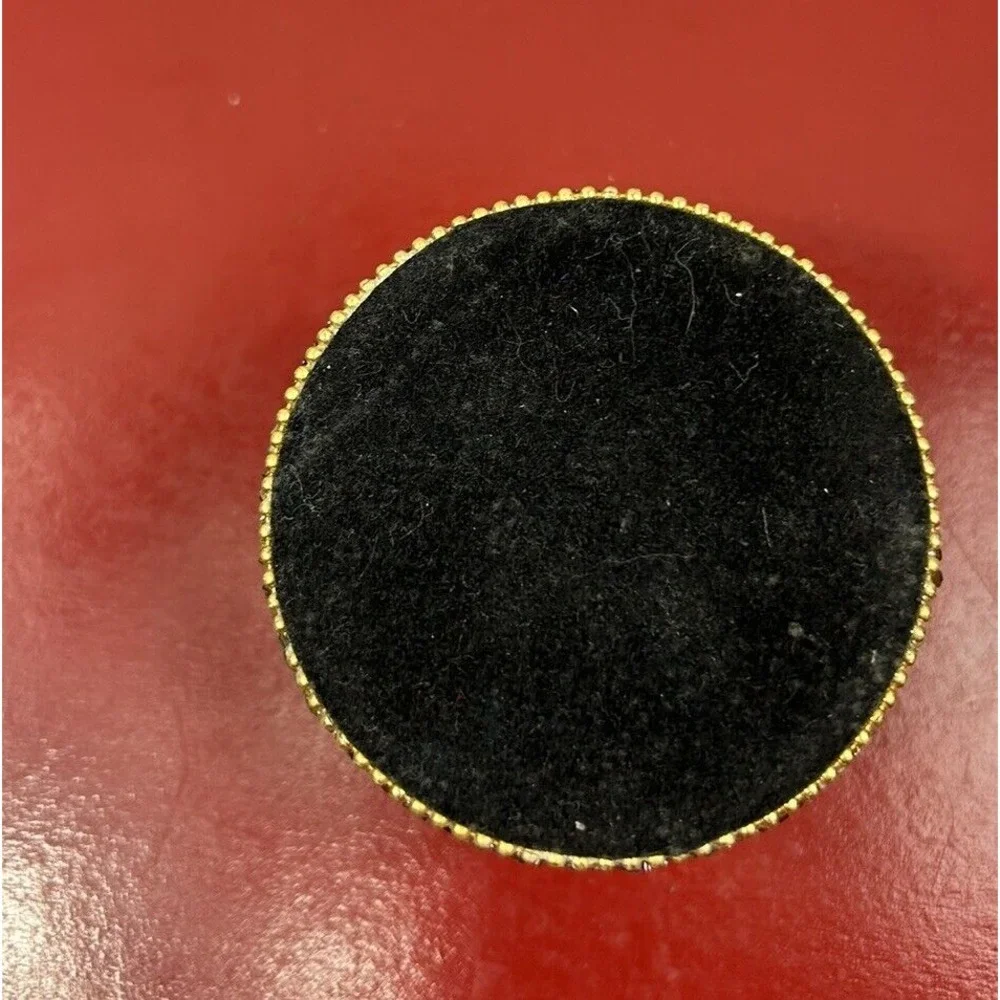Sequin Covered Metal Trinket Box Black‎ Felt Linning